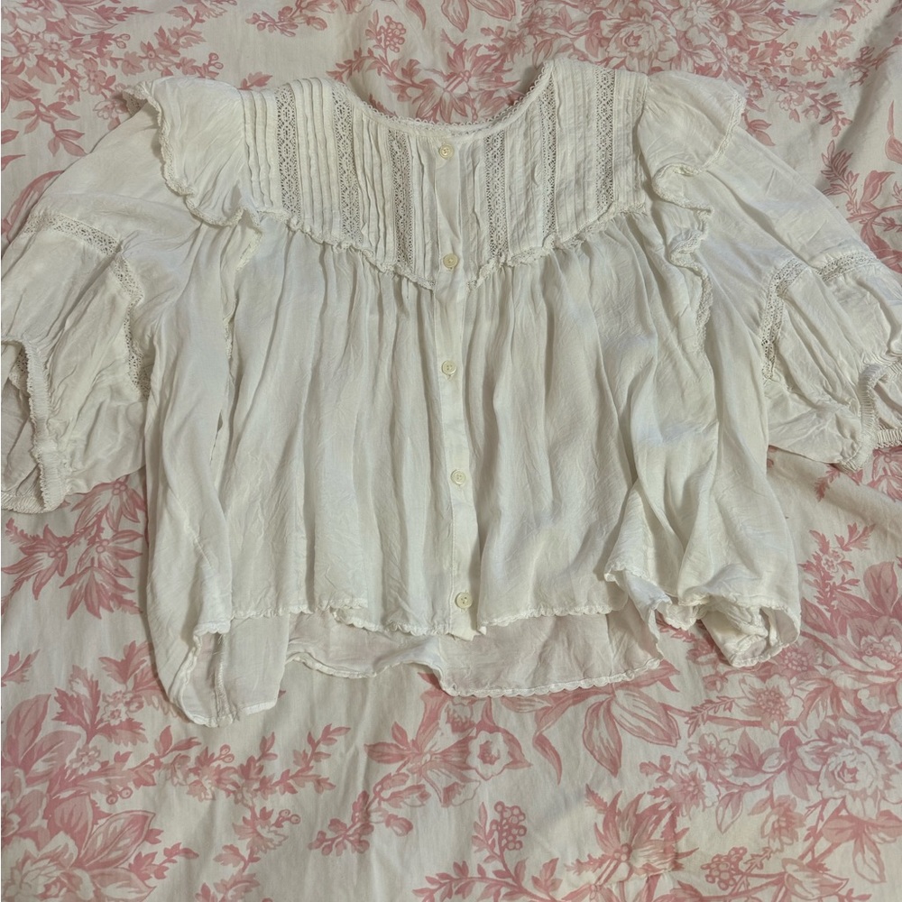 Aritzia Cream Button-Up Blouse